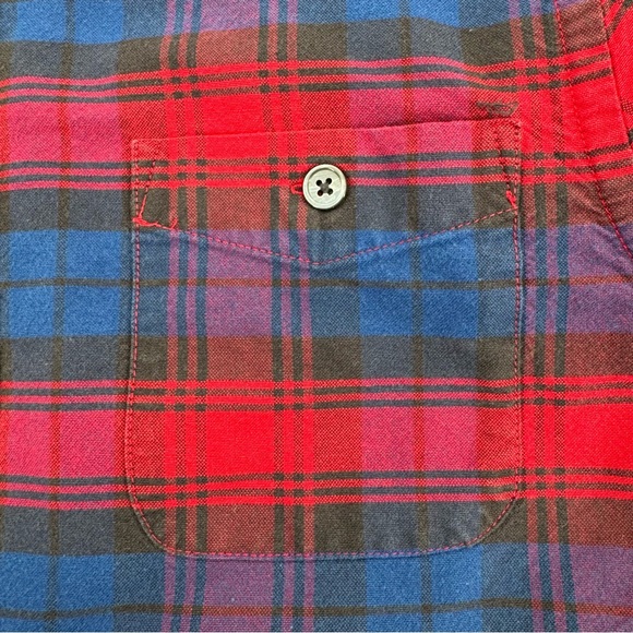 Todd Snyder Men’s Small Red Blue Plaid Flannel Long Sleeve Button Down Shirt - Picture 5 of 6